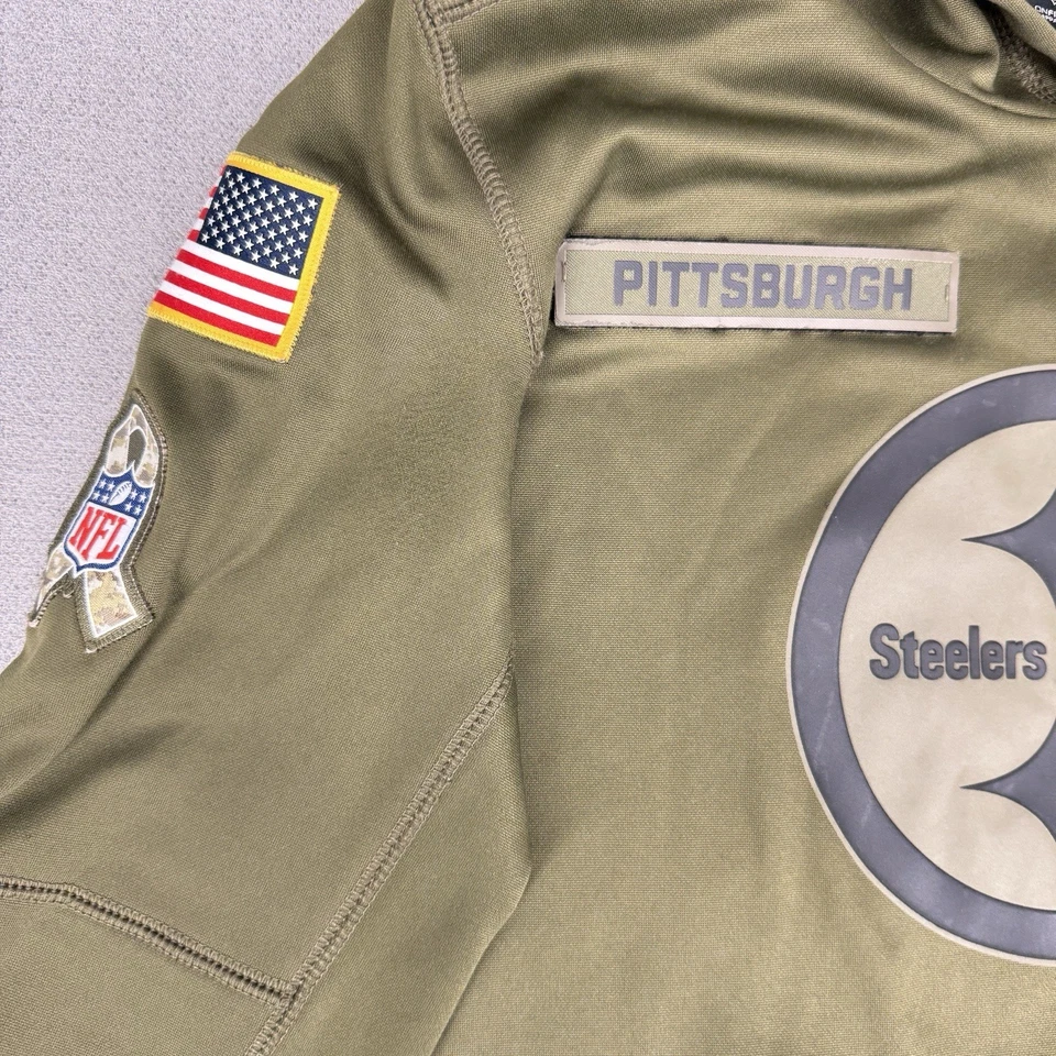 Sudadera con Capucha Nike Juvenil L Niños Verde Pittsburgh Steelers Militar Saludo al Servicio Foto 4 de 4
