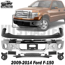 Front Bumper Chrome Steel & Lower Valance Kit For 2009-2014 Ford F-150