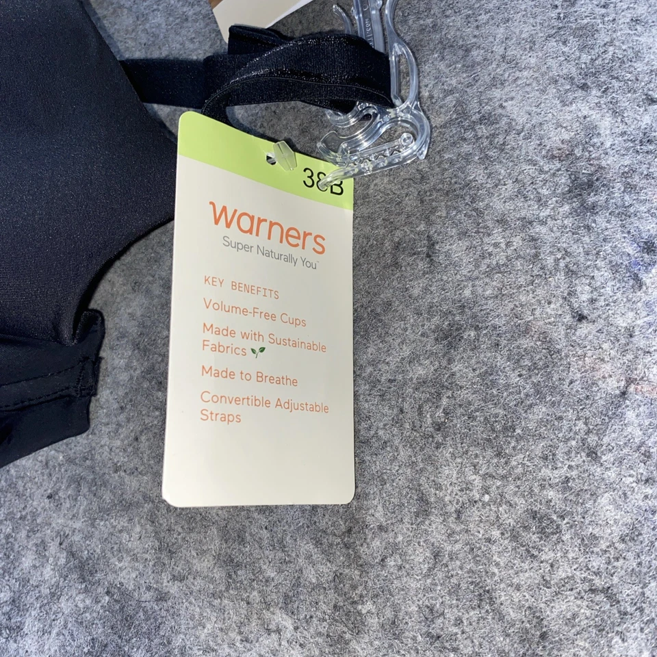 Sujetador camiseta convertible con aros Warners para mujer 38B negro Super Naturally You Foto 3 de 4