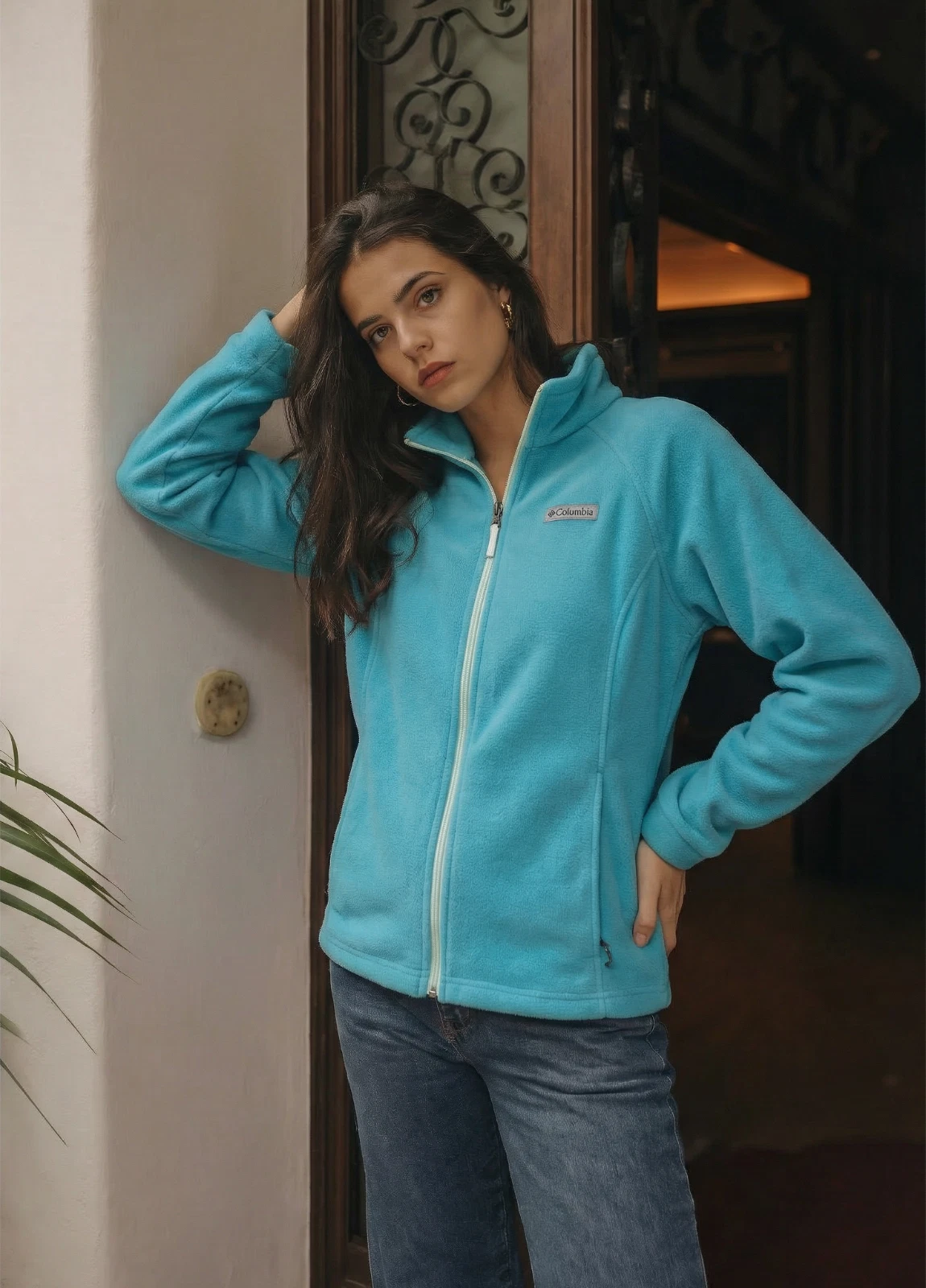Columbia Full‑Zip Fleece Jacket Blue Youth Large / Women’s Small Soft Outdoor
