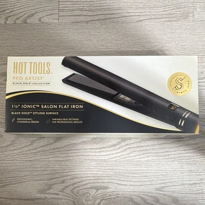 Hot Tools Pro Artist 1 1/4in Black Gold Flat Iron 455°F Digital Auto Shut-Off