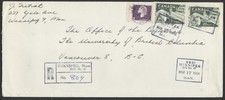 1964 Registered Cover Winnipeg Sub No 21 MOON Cancels to Vancouver BC 2oz Letter