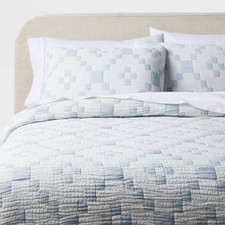3pc Reversible Lightweight Matelasse Quilt and Shams Set Patchwork - Threshold