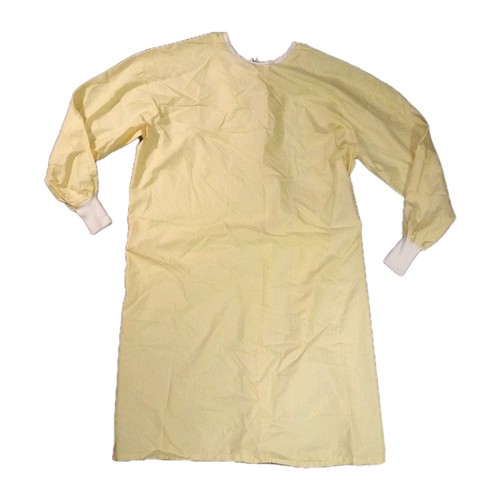 Yellow Hospital Grade Gown Cuffed Sleeve Cross Tie Back Standard Textile