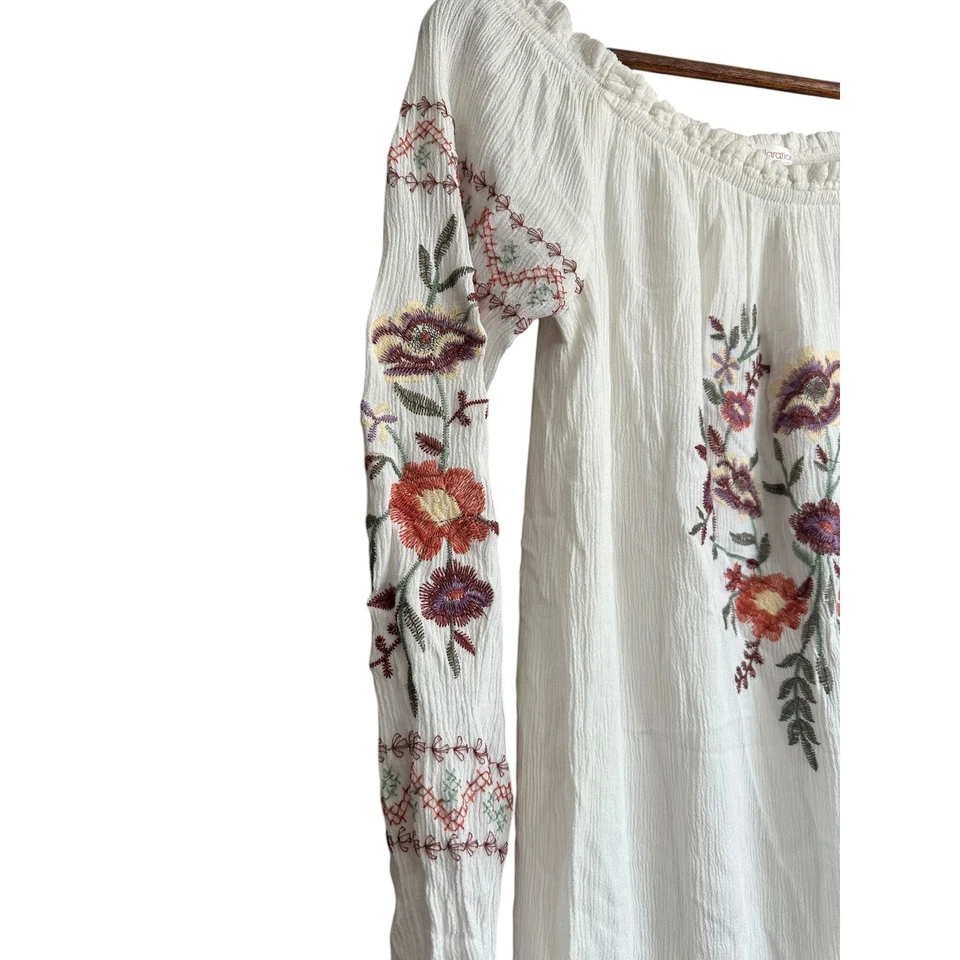 Xhilaration 白色刺绣露肩长袖连衣裙 XS — 第 2/4 张图片