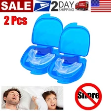 2Pcs Stop Snoring Mouthpiece Apnea Sleep Aid Anti Snore Bruxism Grind MouthGuard