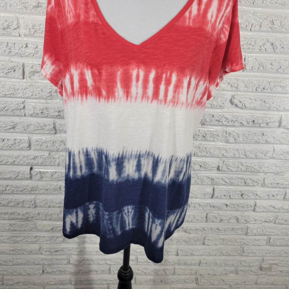 Camiseta Fourth of July Sonoma Everyday para mujer XXL Plus roja azul tie dye patriótica Foto 4 de 4
