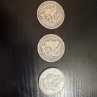 Lot of 3 Morgan Silver Dollars 1881 1899 1900 $1 90% Silver US Coins Circulated