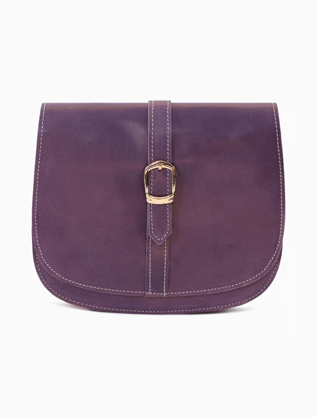Minimalist Purple Leather Crossbody Bag