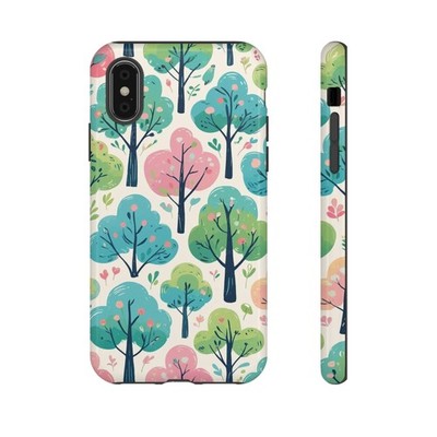 Cute Tree Pattern iPhone Case   Aesthetic Nature Forest Design Cover