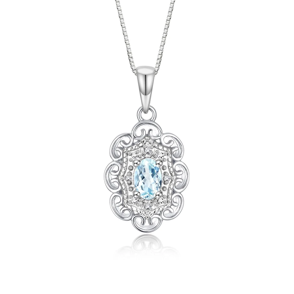 RYLOS 925 STERLING SILVER AQUAMARINE & DIAMOND GEMSTONE MATCHING SET SZ 5-10 - Image 2 of 4