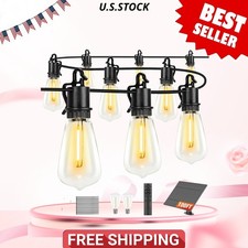 100ft Outdoor Solar String Lights with 52 Shatterproof Edison Bulbs, Waterproof