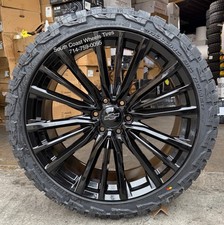 24 Fr205 Black Wheels 33 Rt Tires Fits Escalade Silverado Tahoe Sierra Yukon