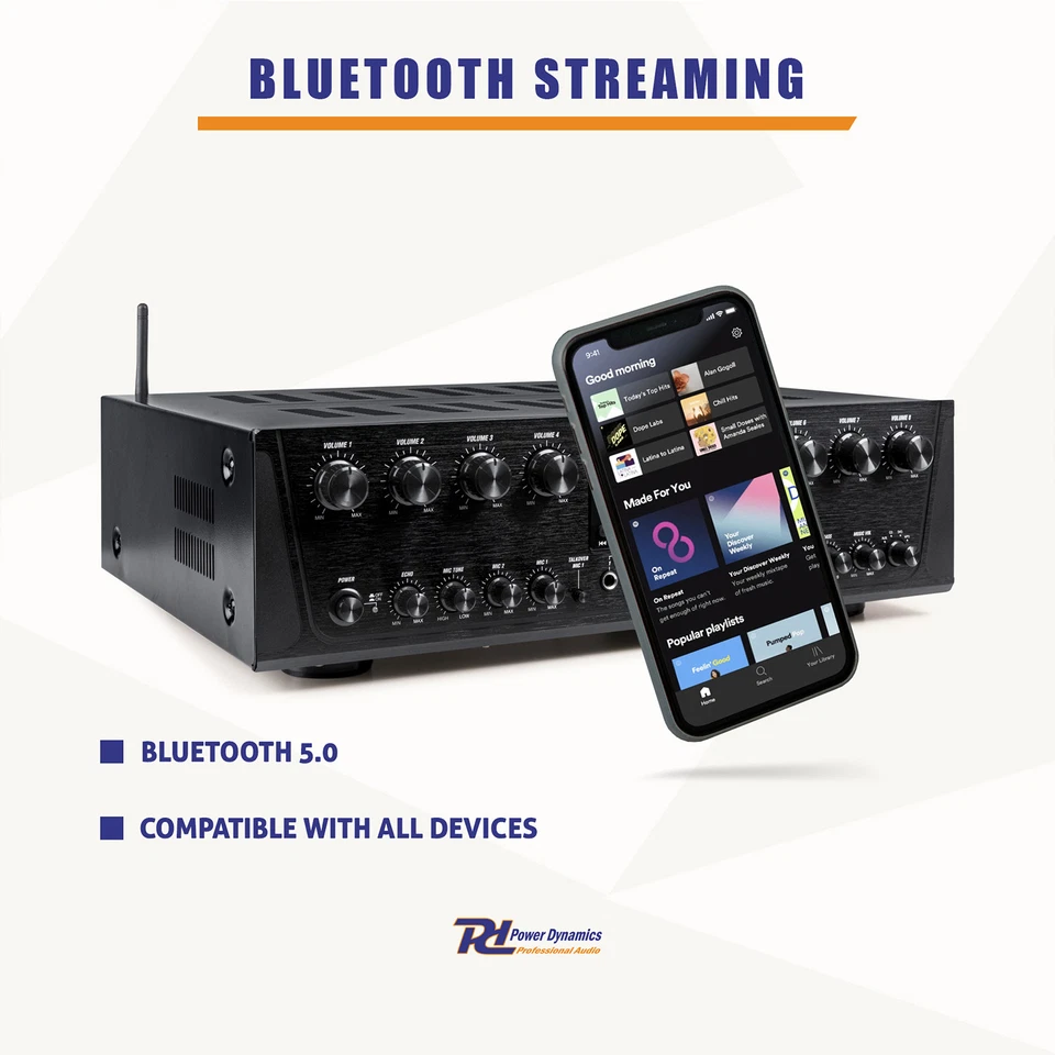 Power Dynamics PV280BT Multi Zone Audio Amplifier 8x100W Bluetooth USB FM - Image 3 of 4