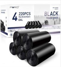 FORID Small Black Trash Bags, 4 Gallon Garbage 4 Gal Pack of 220 ,