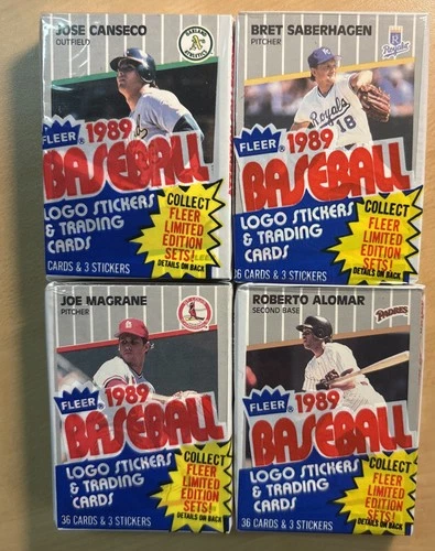 1989 Fleer Baseball Cello Pack Lot Of 4 Packs, Jose Canseco On Front Of 1 Pack