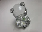 Fenton Glass Teddy Bear Green Heart August Figurine Vintage Birthday