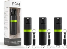 POM Premium Pepper Spray Keychain, Quick 3 Pack (Save 21%), Black Lime 