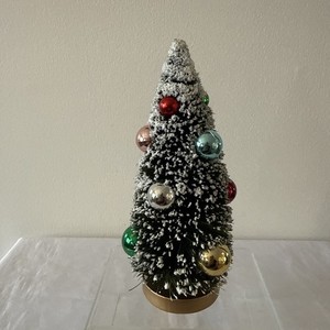 Vintage Inspired Christmas Bottle Brush Tree with Attached Ball Ornaments