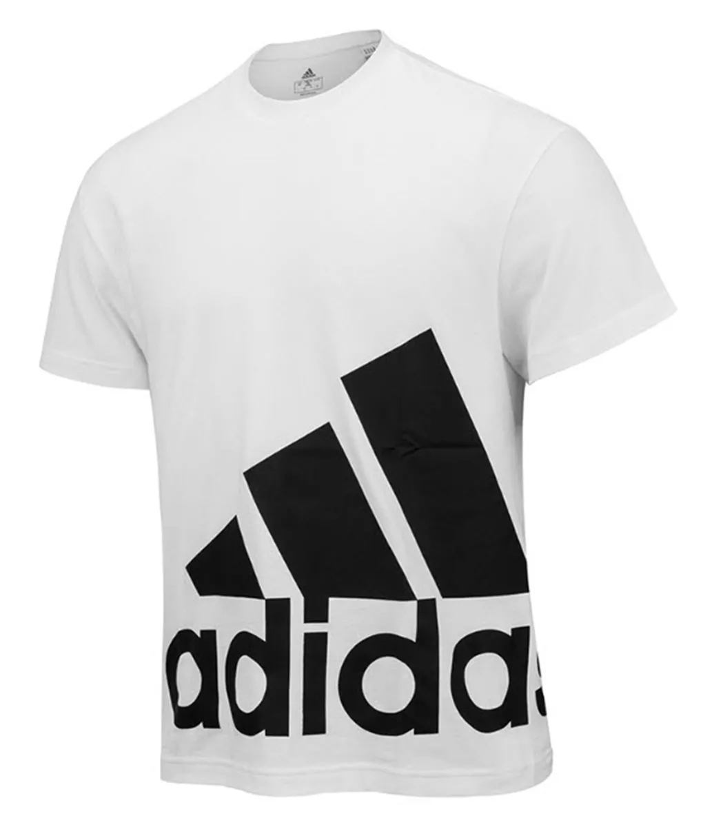 Adidas Men Giant Logo Shirts Training White T Shirt Run Casual Tee Jersey HE1829