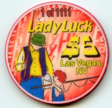  5 Lady Luck Father's Day LE Chip Downtown Las Vegas 1997 Obsolete