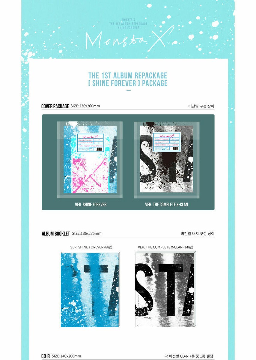 MONSTA X [SHINE FOREVER] 1st Repackage Album X-CLAN CD+Photo Book+