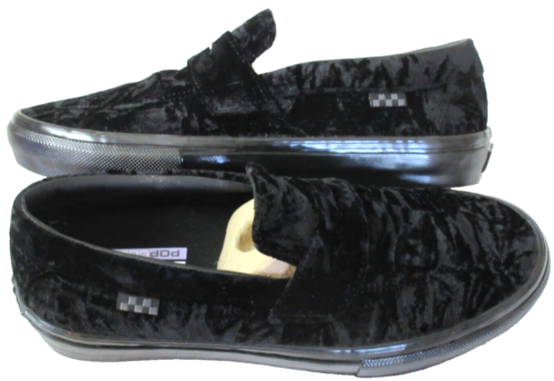 Chaussures à enfiler velours noir PopCush style patin Vans 53 taille 9,5 neuves dans leur boîte - Photo 1/5