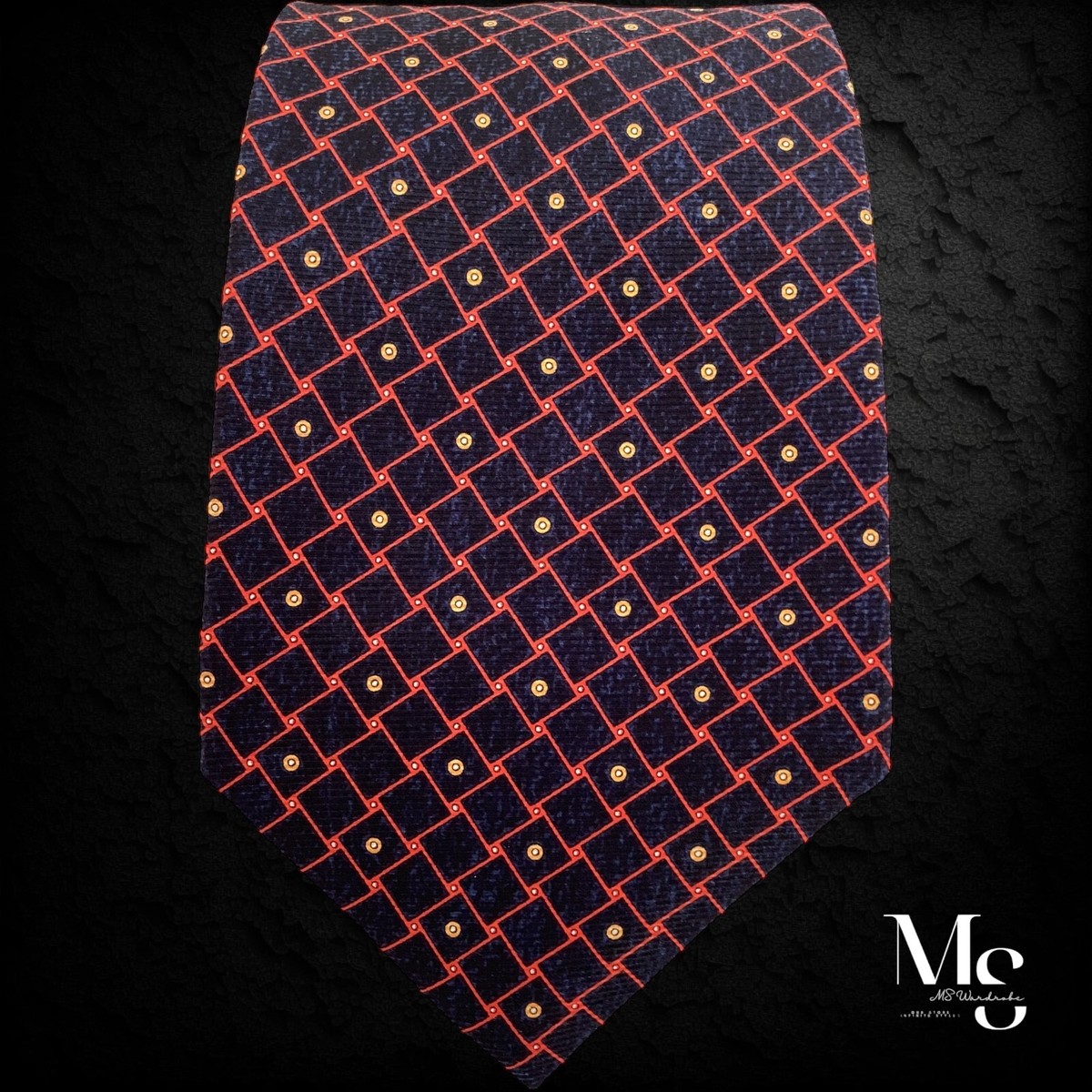 BVLGARI THE SEVEN FOLD TIE ネイビー Blue Silk Pictorial