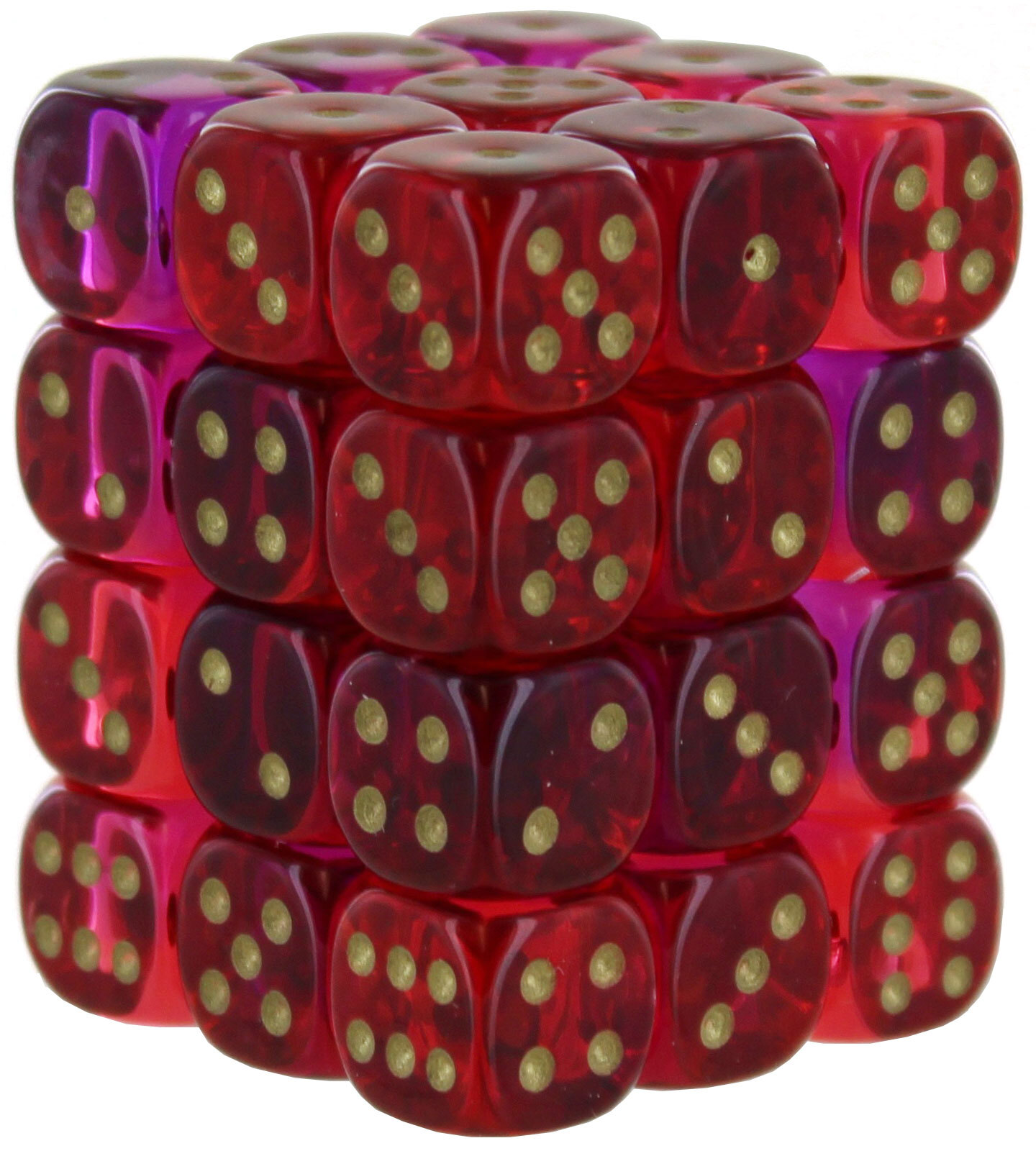 Chessex Gemini Полупрозрачный красно-фиолетовыйзолотой кубик для игры в кости 12 мм d6 2890₽