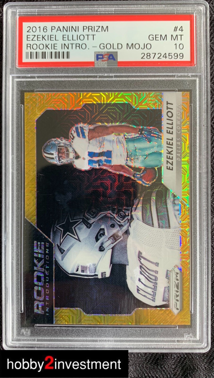 Ezekiel Elliott Panini Prizm Rookie Introduction #4 Gold Mojo