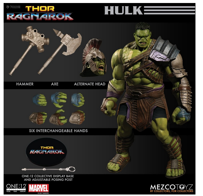 Mezco Toyz 1/12 Mravel Thor Ragnarok Hulk Action Figure Toy Model