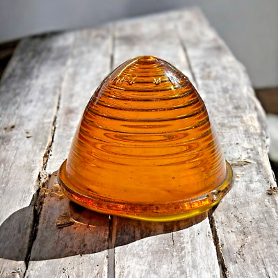 Vintage KD 510 Amber Glass Lens KD Lamp Co Truck Clearance Marker Light 3'' USA