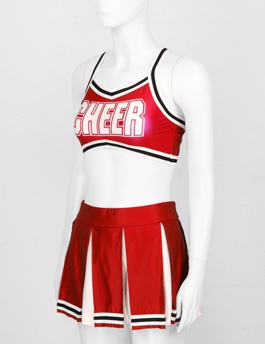 Womens Cheerleader Costume Cheer High School Girl Cosplay Fancy Dress Mini Skirt - Picture 39 of 121