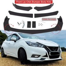 Glossy Black Front Bumper Lip Splitter+Spoiler For Nissan Versa S Plus