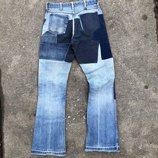 1960s Wrangler Patchwork Bell Bottom Unisex Jeans