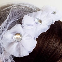 Haarreifen Mit Brautschleier Und Strasssteinen Jga Hochzeit Schleier