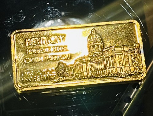 KENTUCKY 15th State .999 Troy Oz 24kt Gold Silver Bar Hamilton Mint ! - Picture 2 of 3
