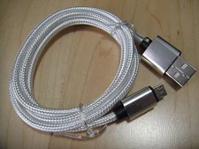Micro USB Charger Sync Data Braided 3 Ft. Cable - Silver