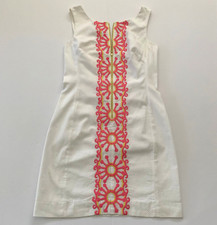 Lilly Pulitzer Kolby Sunny Embroidery Zip Front Shift Dress sz 2 Textured Cotton