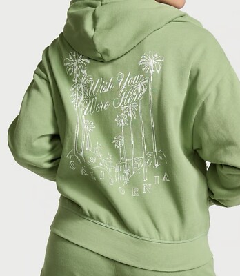 Victoria's Secret Pink Full zip-up Hoodie Green Size M wishing You