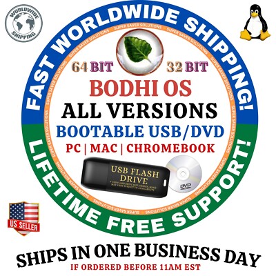 BODHI LINUX 7.0 OS STANDARD, HWE, S76, LEGACY 64BIT USB, DVD LIVE/FULL INSTALL