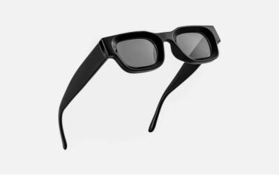 Men Sunglasses Hip Hop Style Classic Square Thick Frame Black and Blue Lens New