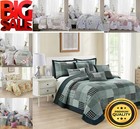  Printed Patchwork 3 Piece Quilted Bedspread Pillow Sham Single Double King Size