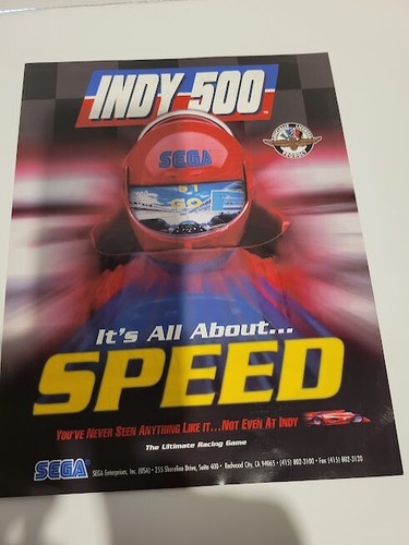FLYERS  SEGA  INDY 500  Arcade Video Game advertisement original see pic