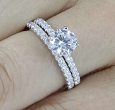 1CT Round CZ Engagement Ring Wedding Band Set 925 Sterling Silver 2.5-15 S6695