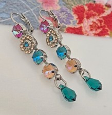  108 MARIANA Sun-Kissed Rainbow Floral Dangle Chandelier Drop Crystal Earrings