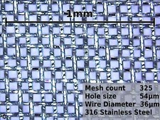 0.042mm hole 325 mesh 316 Stainless Steel Wire Mesh, 42 micron. Extra Fine