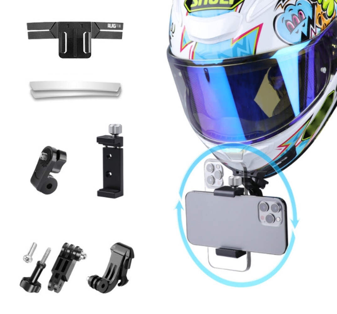 RUIGPRO Action Camera Phone Helmet Mount Kit with J-Hook Buckle & Metal Phone Cl-image