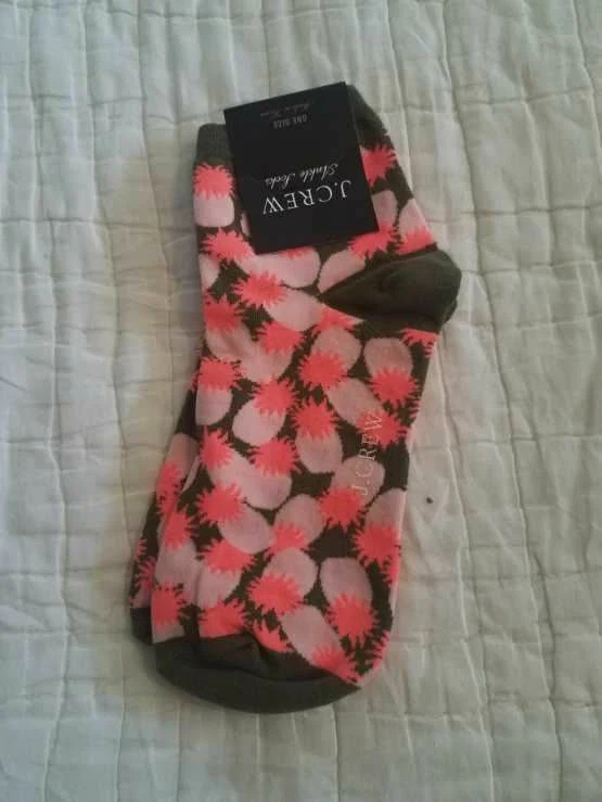 NUEVOS CALCETINES TOBILLEROS MUJER J CREW PIÑA / ESTAMPADO CEREZA PAQUETE DE 3 / TRIPULACIÓN FRUIT DOG Foto 2 de 4