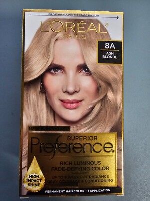 2 PACK L'Oreal Paris Superior Preference Permanent Hair Color 8A Ash Blonde
